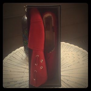 Red Apple Bottom Faux Fur Flats